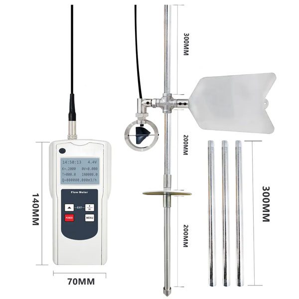 Dimensiones Medidor de flujo canal abierto rio portatil helice