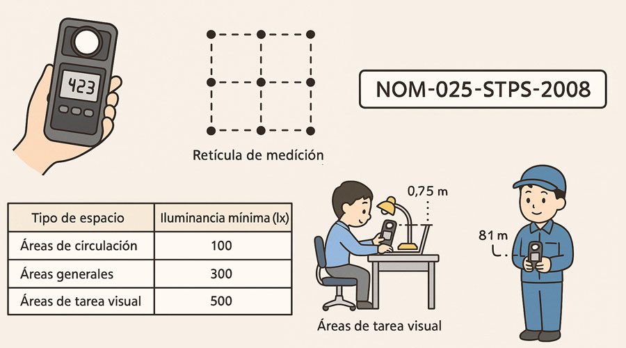 nom-025-STPS-2008 levantamiento de medicion